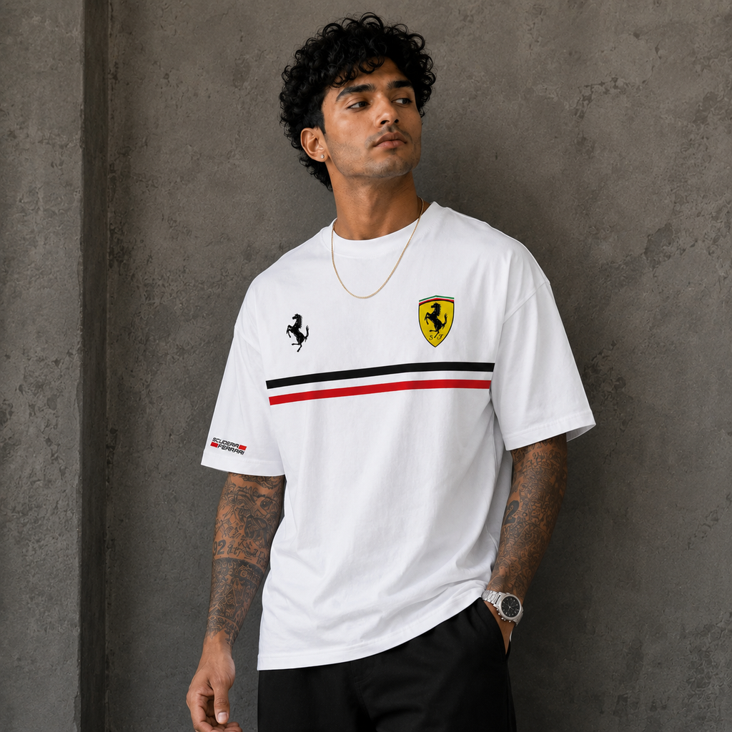 Scuderia Ferrari Racing Stripe Oversized T-Shirt