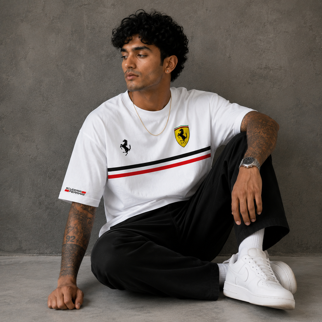 Scuderia Ferrari Racing Stripe Oversized T-Shirt