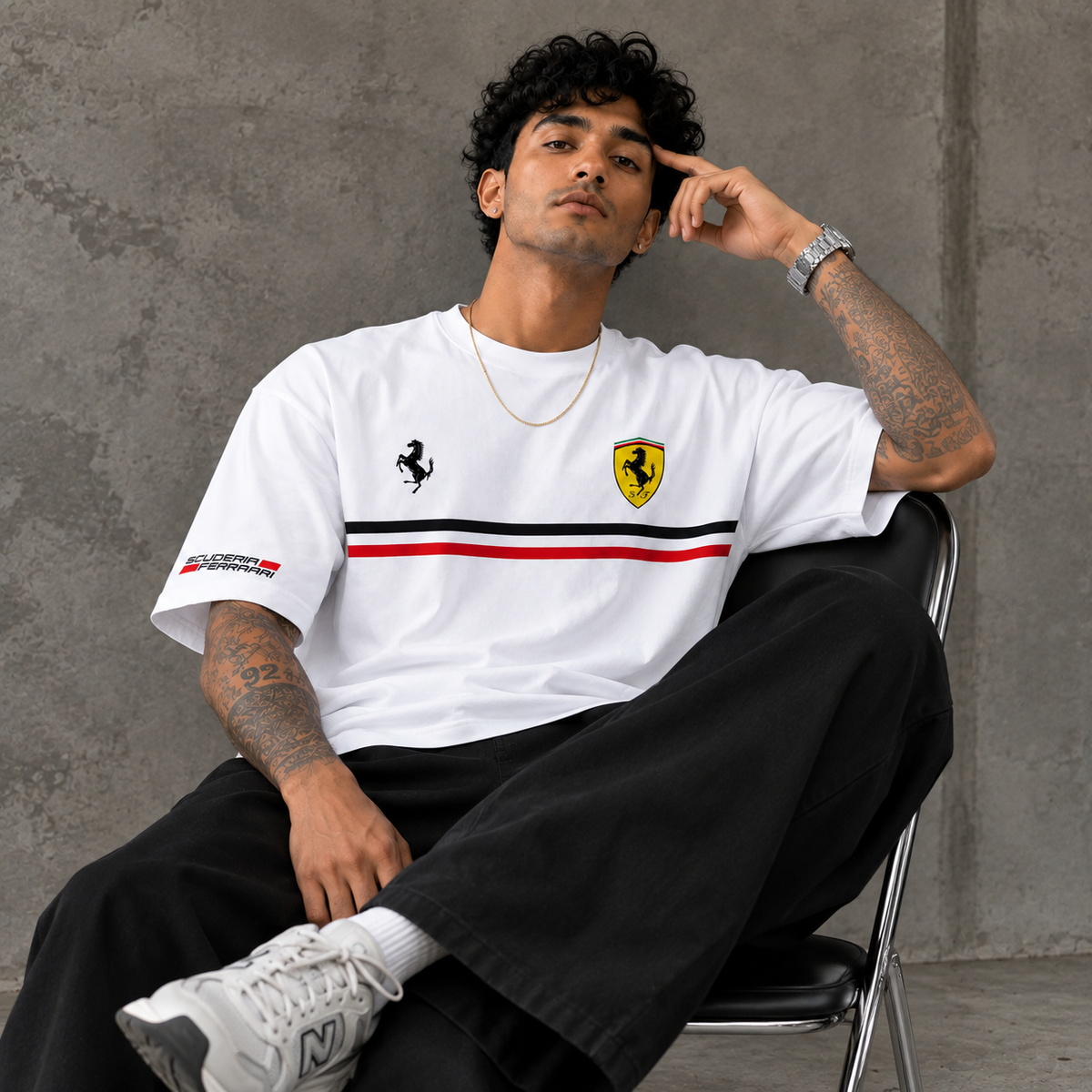 Scuderia Ferrari Racing Stripe Oversized T-Shirt