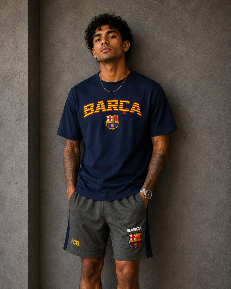 Barça Heritage Graphic T-Shirt – Navy Blue
