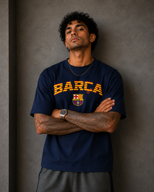Barça Heritage Graphic T-Shirt – Navy Blue