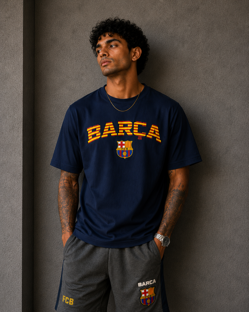 Barça Heritage Graphic T-Shirt – Navy Blue