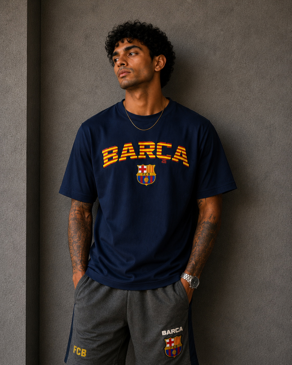 Barça Heritage Graphic T-Shirt – Navy Blue