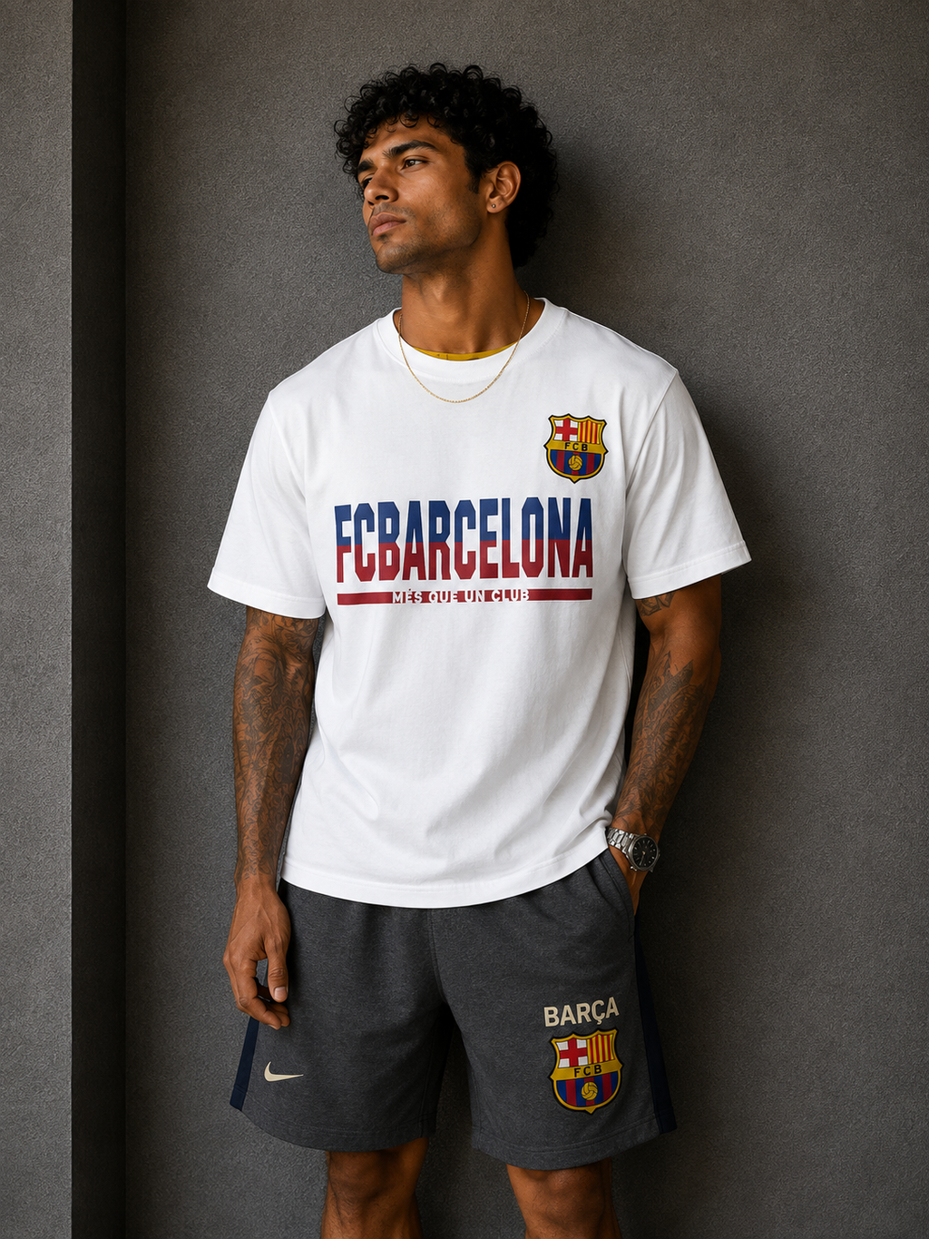 FC Barcelona Heritage Graphic T-Shirt – White