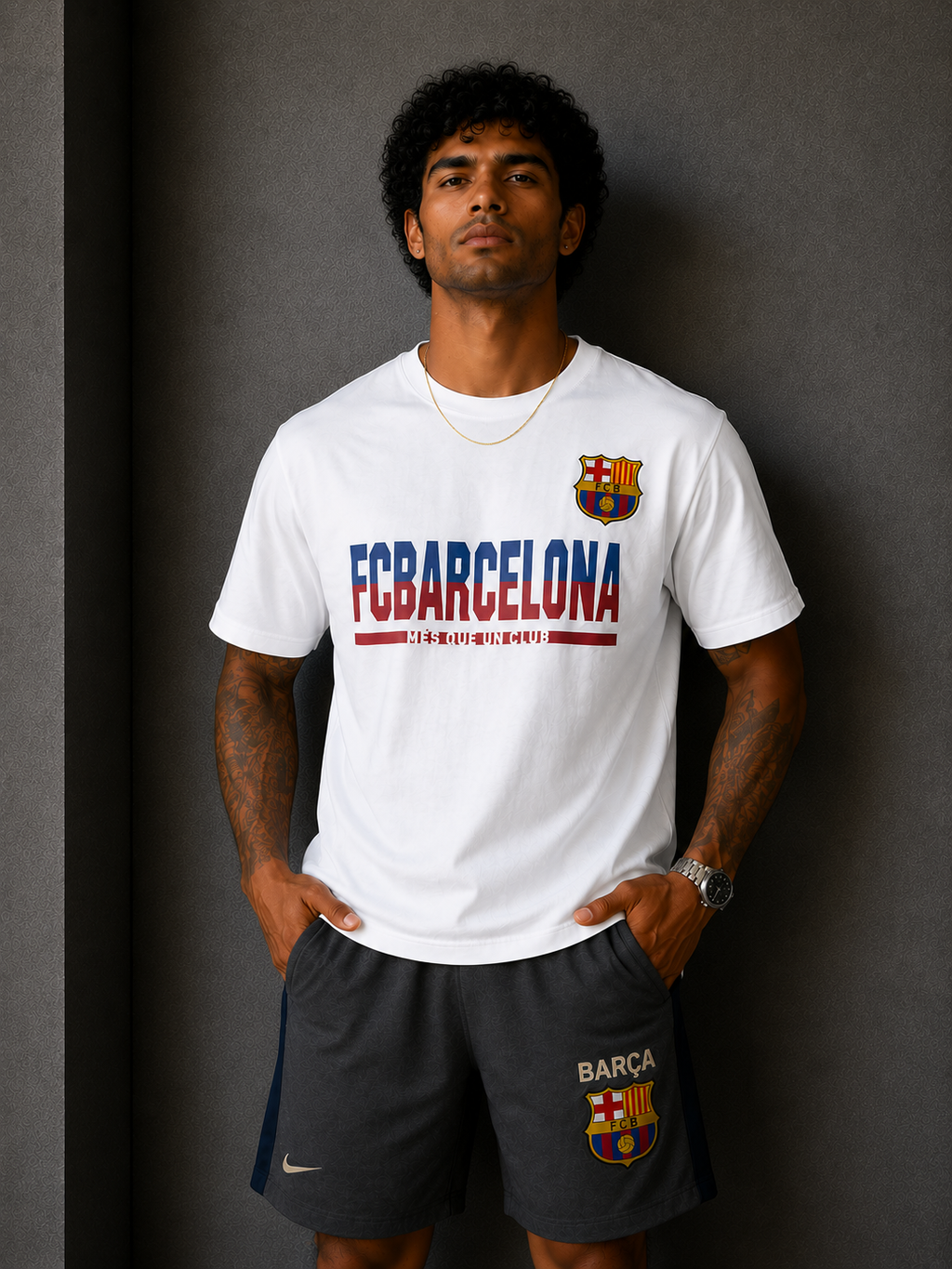 FC Barcelona Heritage Graphic T-Shirt – White