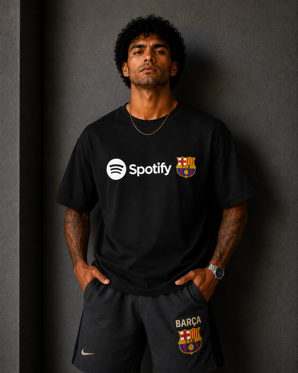 Barcelona Spotify Essential T-Shirt – Black