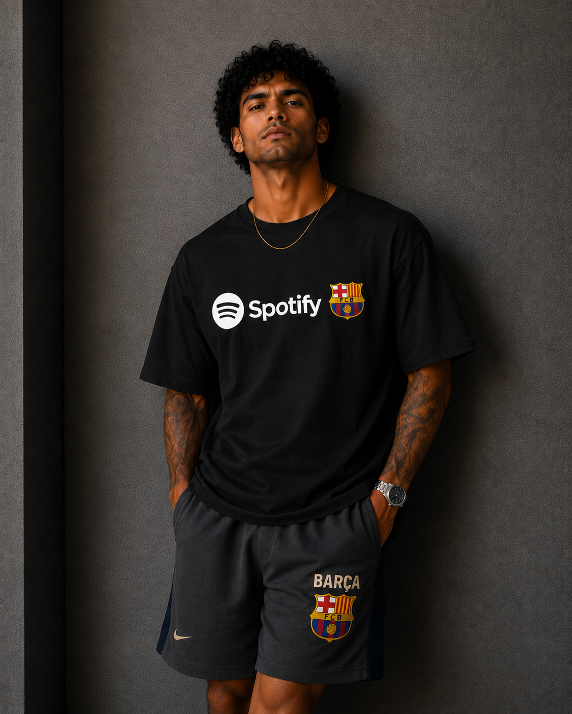 Barcelona Spotify Essential T-Shirt – Black