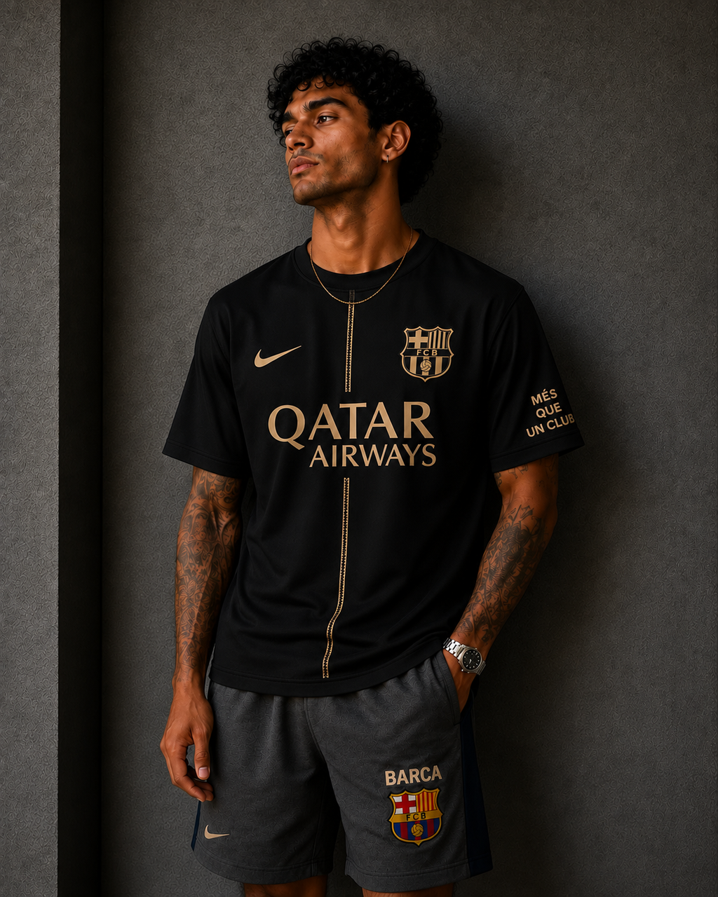 Noir Barça Retro Jersey Tee