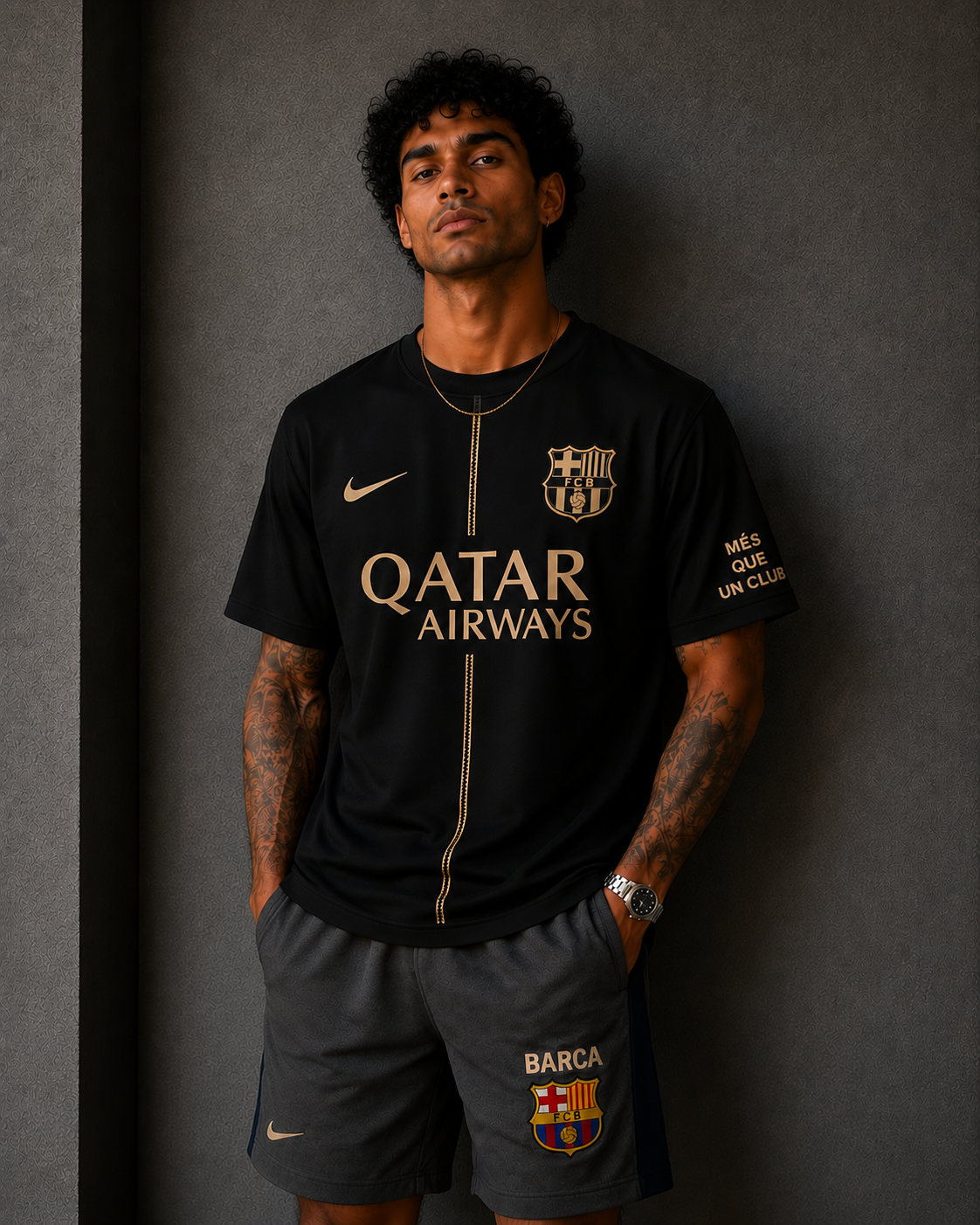 Noir Barça Retro Jersey Tee