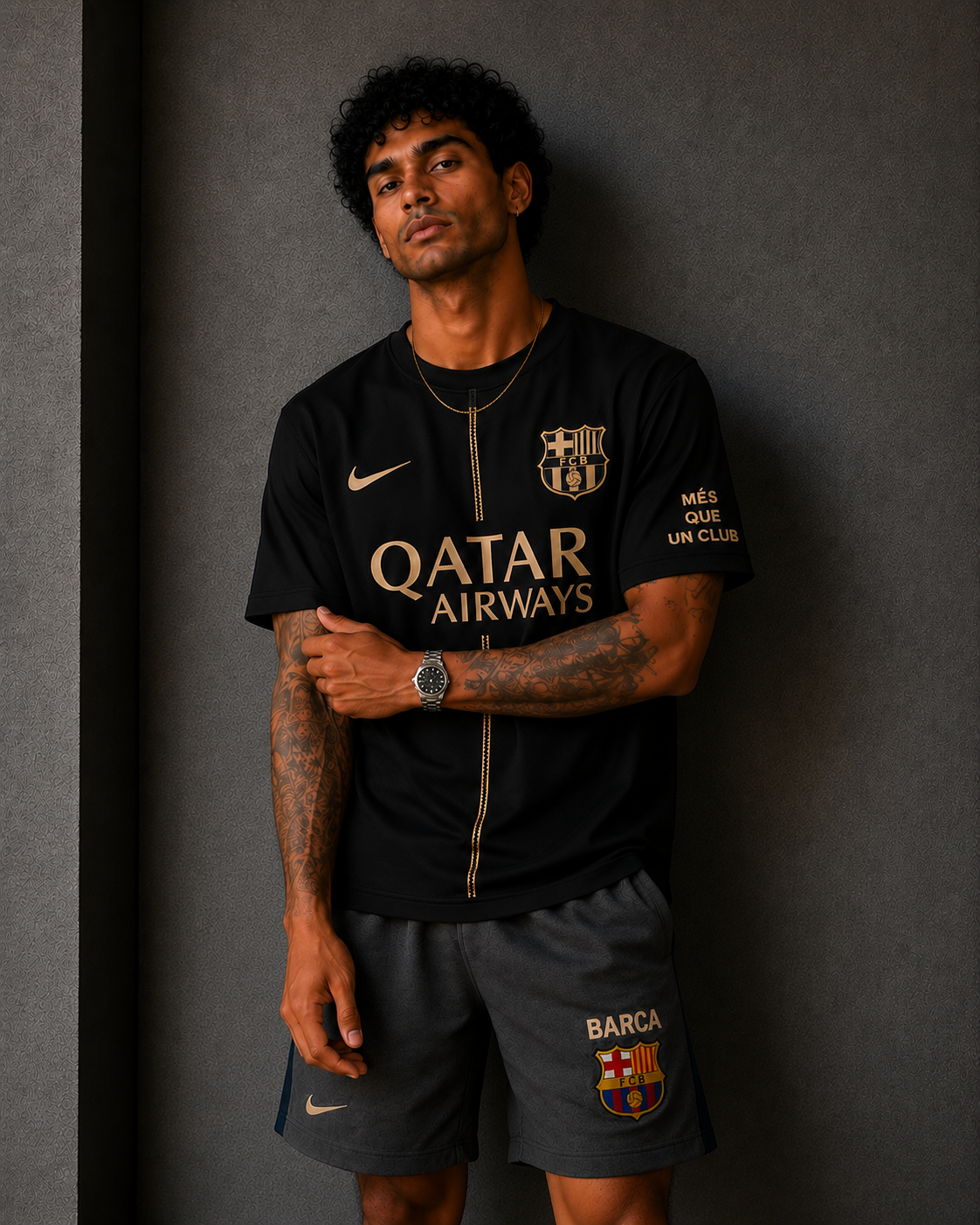 Noir Barça Retro Jersey Tee