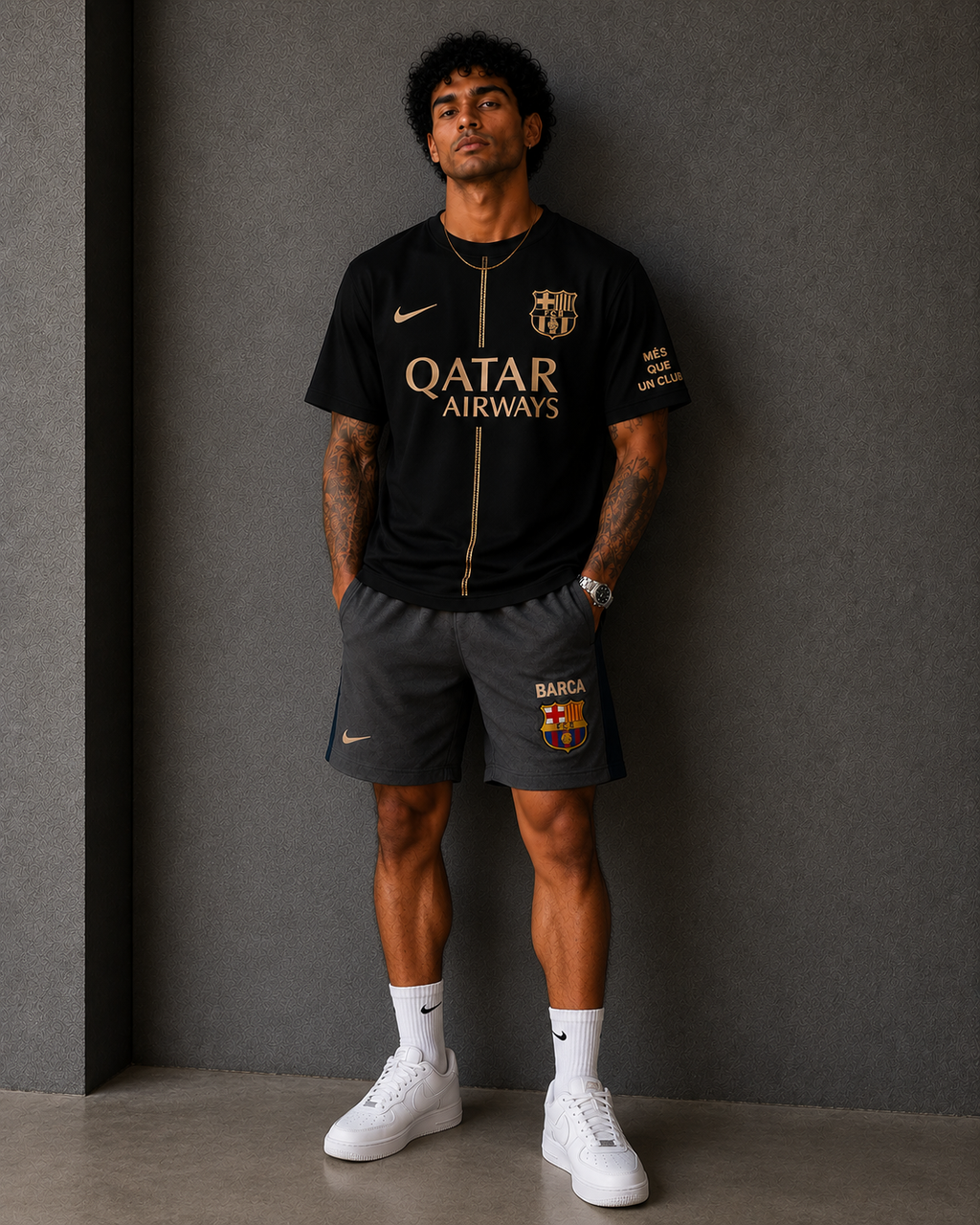 Noir Barça Retro Jersey Tee