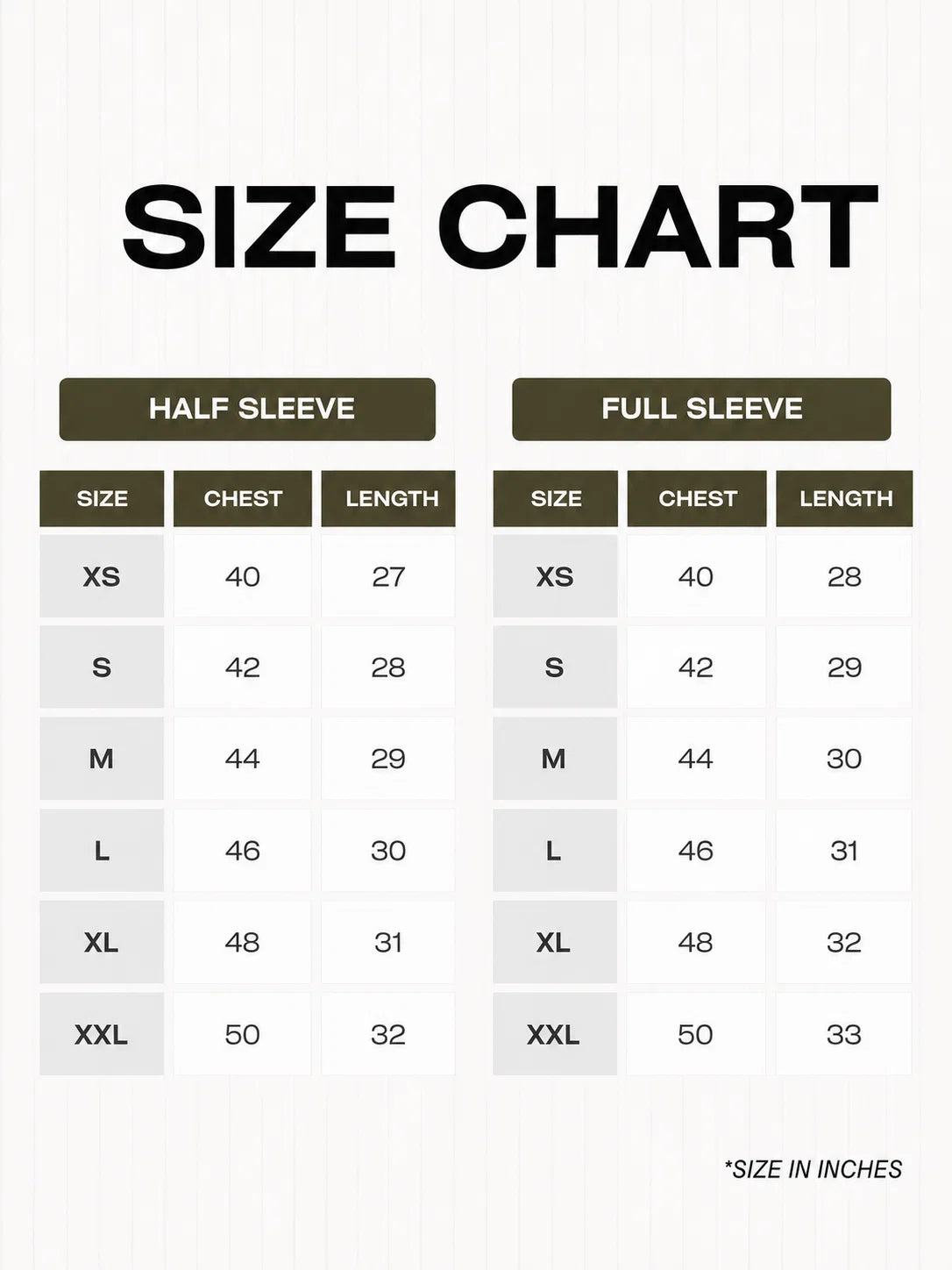 Size chart